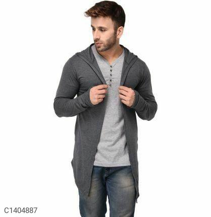 Cotton Solid Full Sleeves Hoodie Shrug