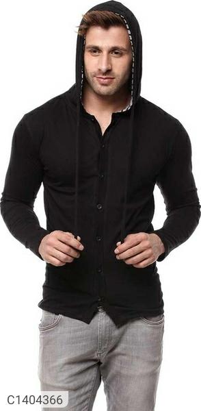 Cotton Full Sleeves Solid Slim Fit Hoodie Shirt