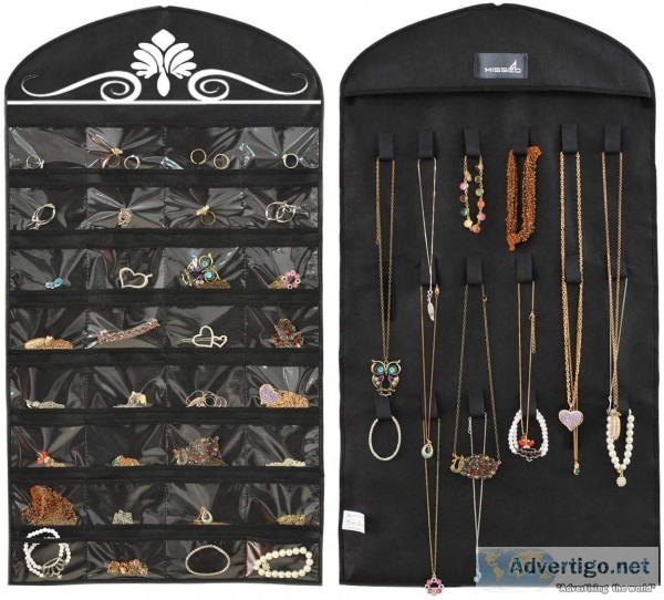 Misslo Jewelry Hanging Non-Woven Organizer Holder 32 Pockets 18 