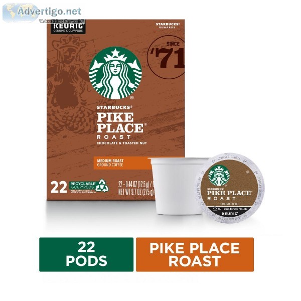 Starbucks Medium Roast K-Cup Coffee Pods Pike Place Roast for Ke