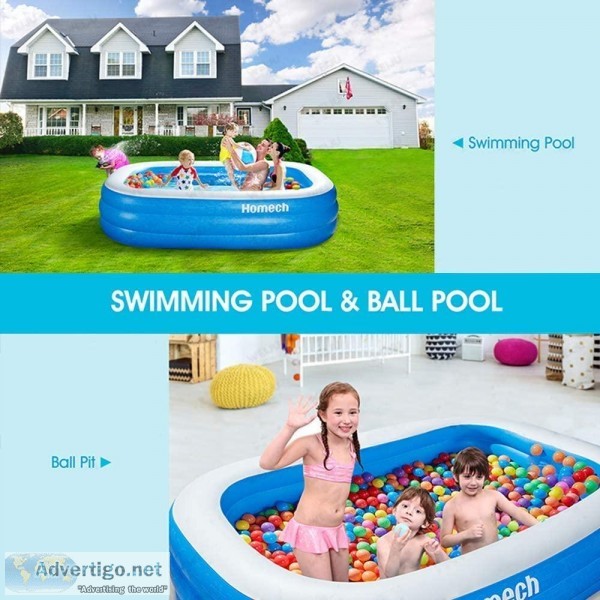 Homech Family Inflatable Swimming Pool 93" X 55" X 23&qu