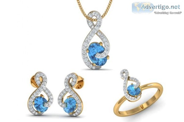 Adina Blue Topaz and Diamond Pendant Set