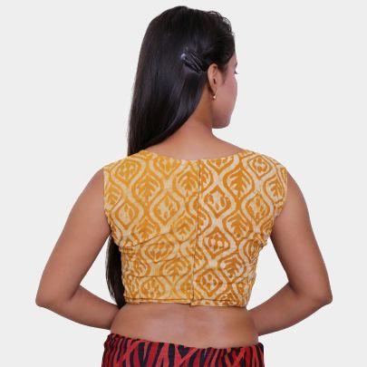 Stitched Golden Blouse Sleeveless