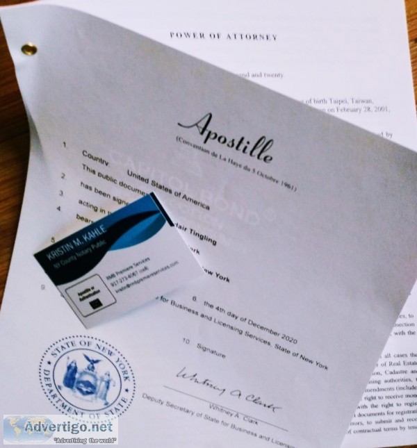 NY INTERNATIONAL POWER OF ATTORNEY APOSTILLE SERVICES (7 Days a 