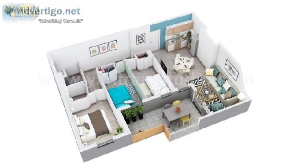 3D Floor Plan of Residential Apartment Layout by Floor Plan Desi