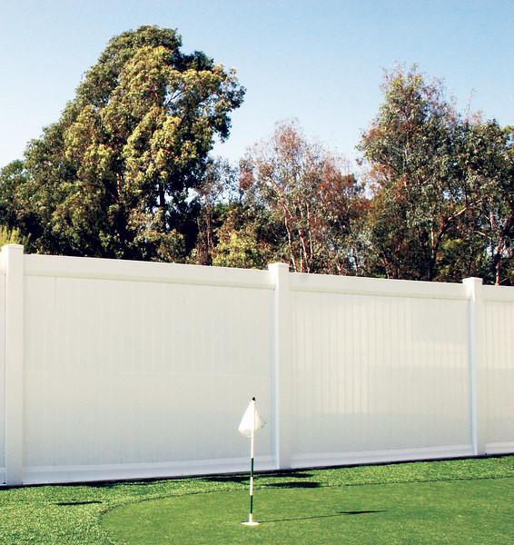 Get sturdy vinyl fencing that will look like a wooden fence and 