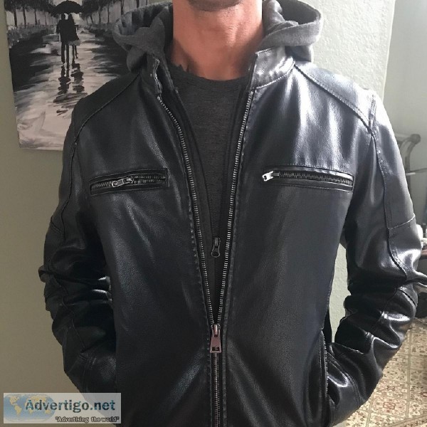 Hooded Faux Leather Jacket