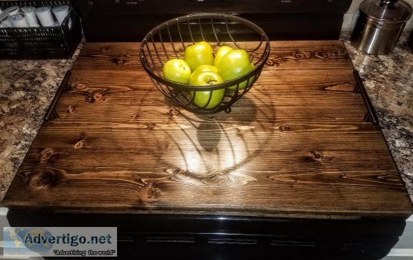 Stove Top Cover Rustic Farmhouse Style Wood Noodle Board