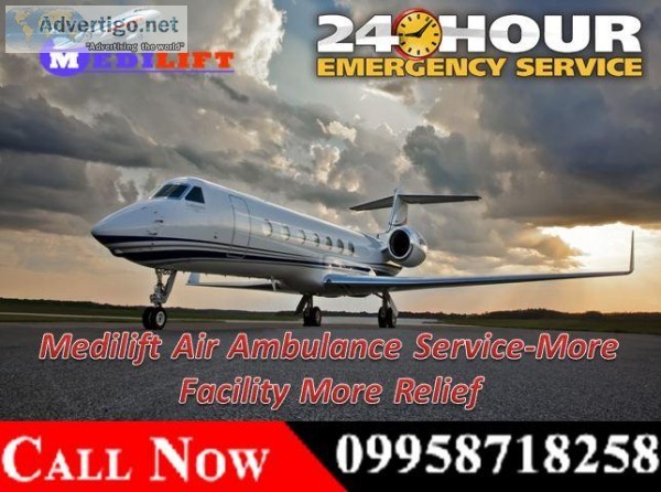 Medilift Charter Air Ambulance in Guwahati - Advanced Supervisio