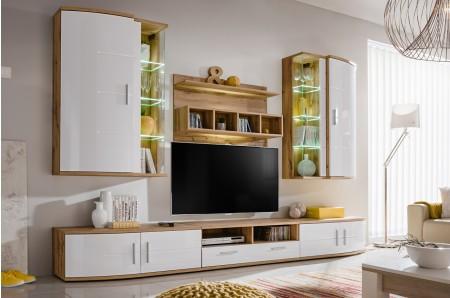 Buy Julie High Gloss White With Oak Media Set