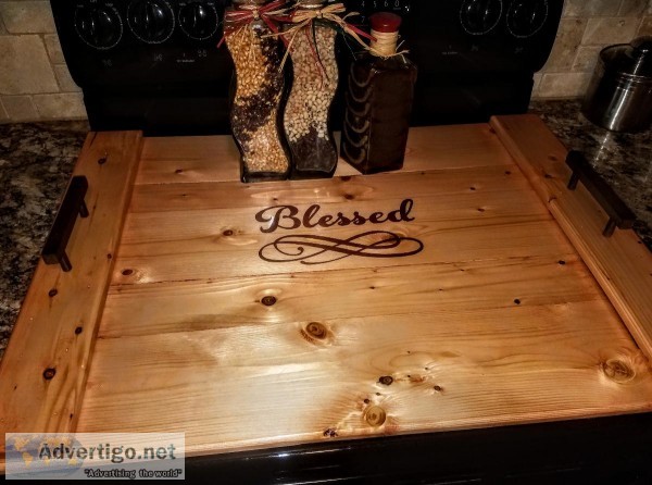 Rustic Farmhouse Style Stove Top Cover Wood Noodle Board