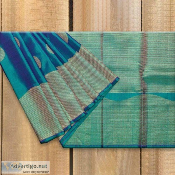 Peacock Blue Kanchipuram Saree