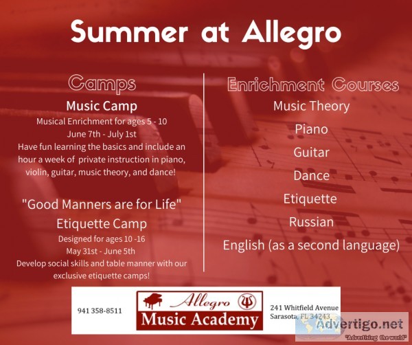 Allegro Music Academy to offer annual Summer Camp in 2021