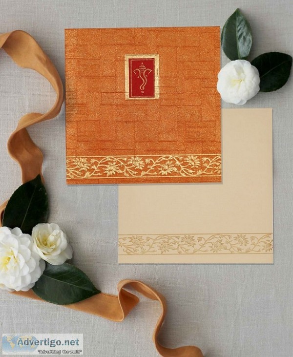 Auspicious ganesha themed wedding invitations