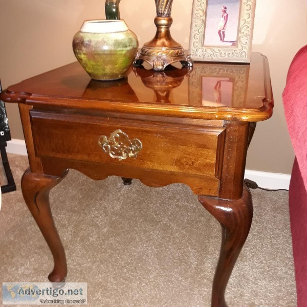 Solid Cherry Inlaid End Tables by American Drew