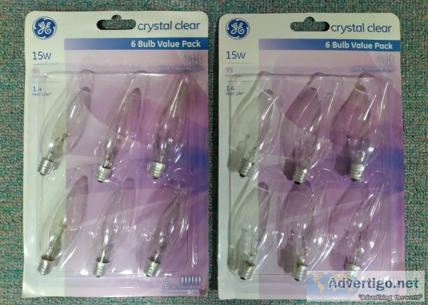 GE 15W DIMMABLE 6 PACK LIGHT BULBS-NEW