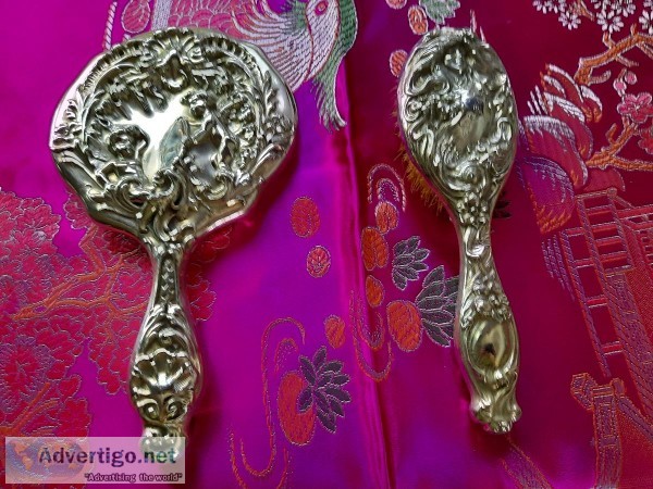 Antique Sterling Silver Brush and Mirror