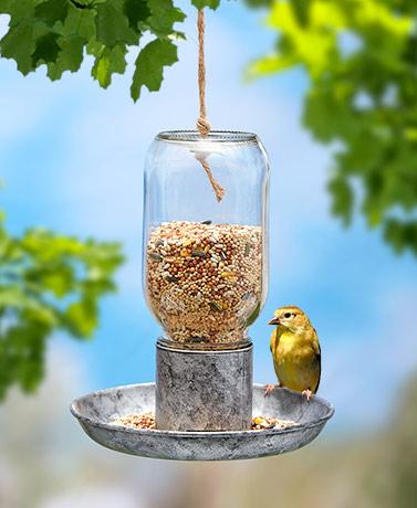 Hanging Mason Jar Bird Feeder