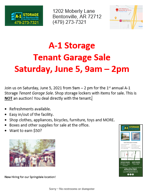 A1 Storage Tenant Garage Sale