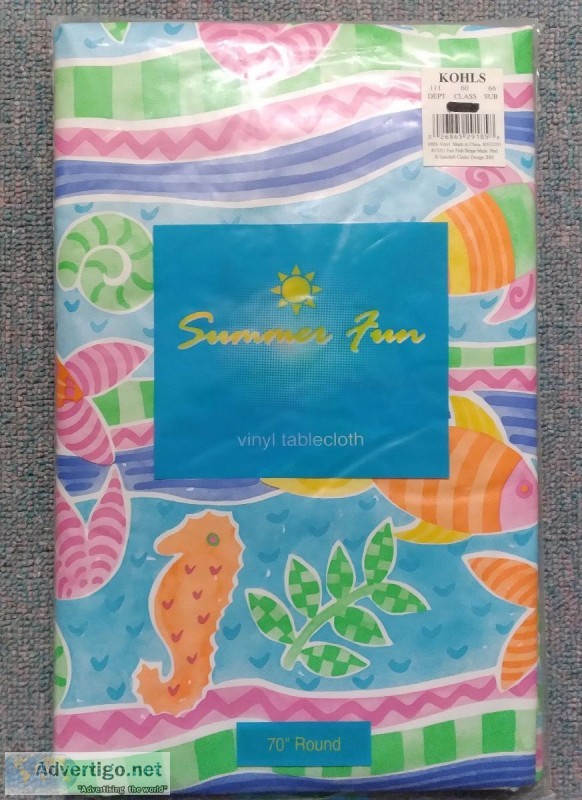 SUMMER FUN VINYL 70" ROUND TALECLOTH-NEW
