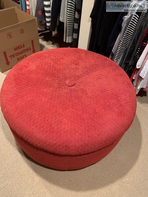 Red Round Velvet Ottoman