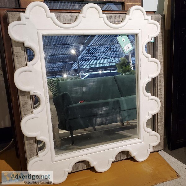 White Carved Mirror