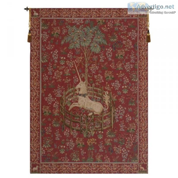 BUY LICORNE CAPTIVE ROUGE FRENCH TAPESTRY