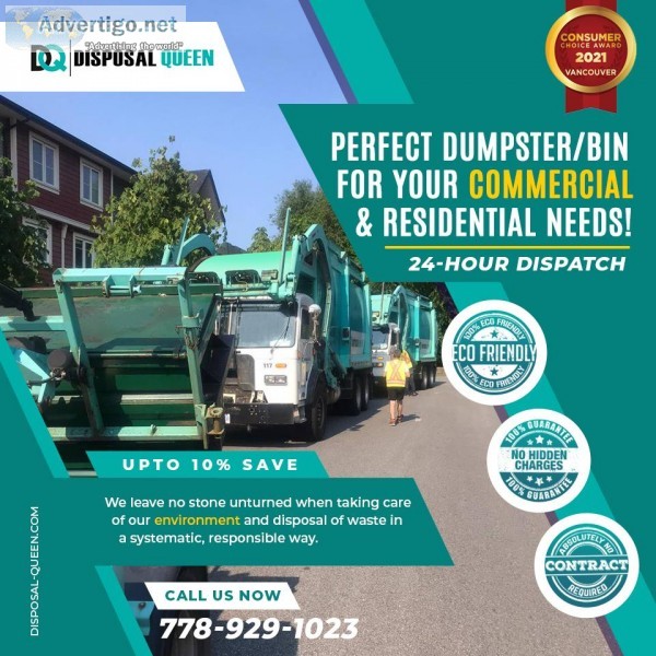 Disposal Queen Dumpster Rental and Recycling Services Vancouver