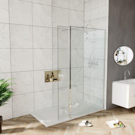 Walk In Shower Screen With Hinged Return  Elegant Showers