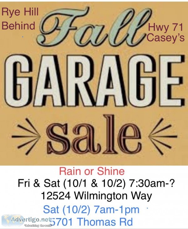 Rain or Shine Multifamily Garage Sale 101-2