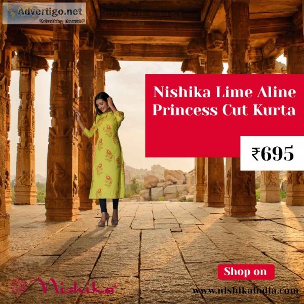 Nishika lime aline princess cut kurta in india