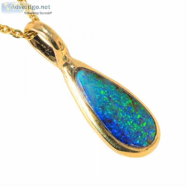 CASPIAN 14KT GOLD AUSTRALIAN SOLID BOULDER OPAL NECKLACE