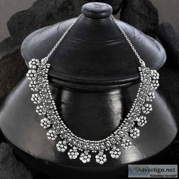 Buy silver plated silver necklace set online from flipkartcom