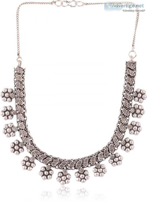 Buy silver plated silver necklace set online from flipkartcom