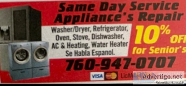 APPLIANCE REPAIR  HEATING and AC  ALL MAKES AND MODELS