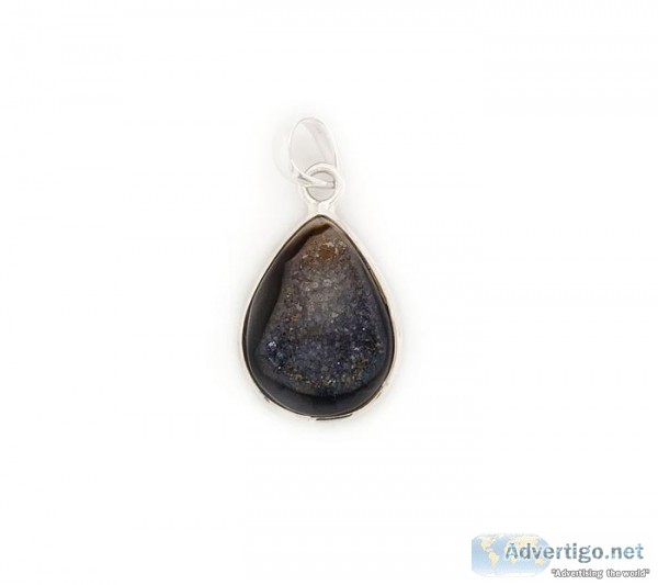 Buy Stylish Silver Black Onyx Druzy Pendant  Online