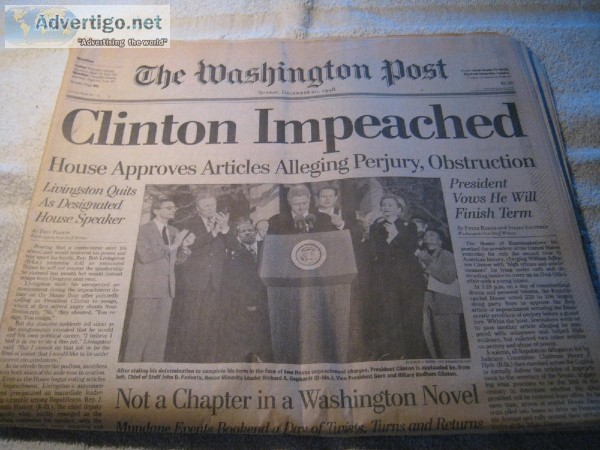 Clinton Impeached -The Washington Post &ndash 12201998. 122nd Ye