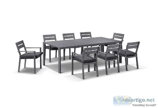 Buy Capri 9 Pcs Aluminium Dining Setting In Charcoal