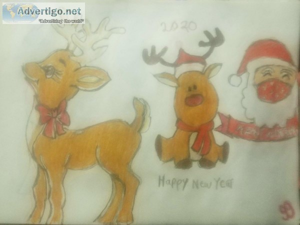 Holiday Reindeers and Santa GG &ndash 9&Prime x 12&Prime Colored