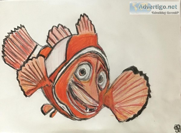 Marlin Dad Of Nemo GG &ndash 9&rdquo x 12&rdquo Colored Pencil