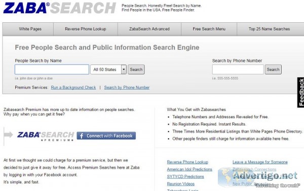 Zabasearch advanced public record search engine tool