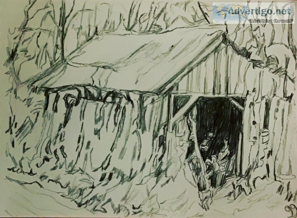 Old Black and White Country Barn 7 &ndash 9&rdquo x 12&rdquo Pen