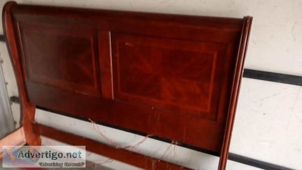 Queen sleigh bed frame with headboard and footboard with slats