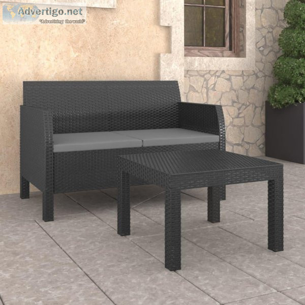 2 Piece Garden Lounge Set With Cushions PP Anthracite