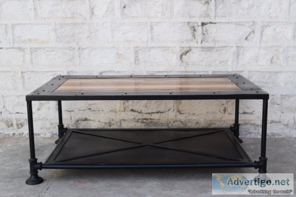 Reclaimed metal and wood coffee table