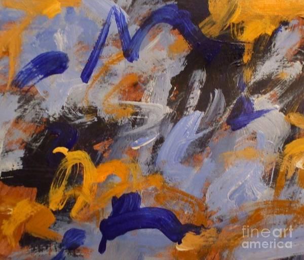 Abstract Expressionist Art &quotBlue and Gold Dancing"