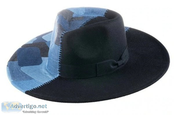 Premium Paneled Denim Fedora Hats For Men - Scarves and Fedoras