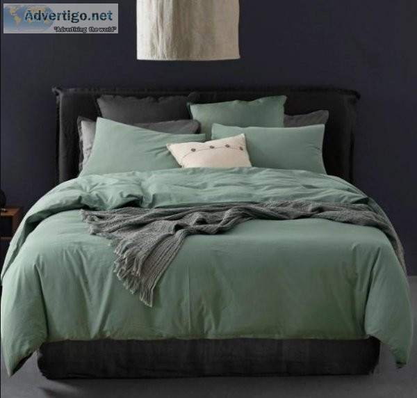 Green Duvet Cover 3 Piece Bedding Set Online  &ndash Ecocott