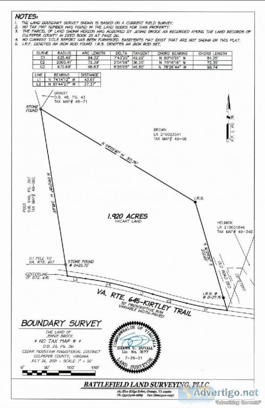 LOT FOR SALE 48-109 Kirtley TRL Culpeper VA 22701