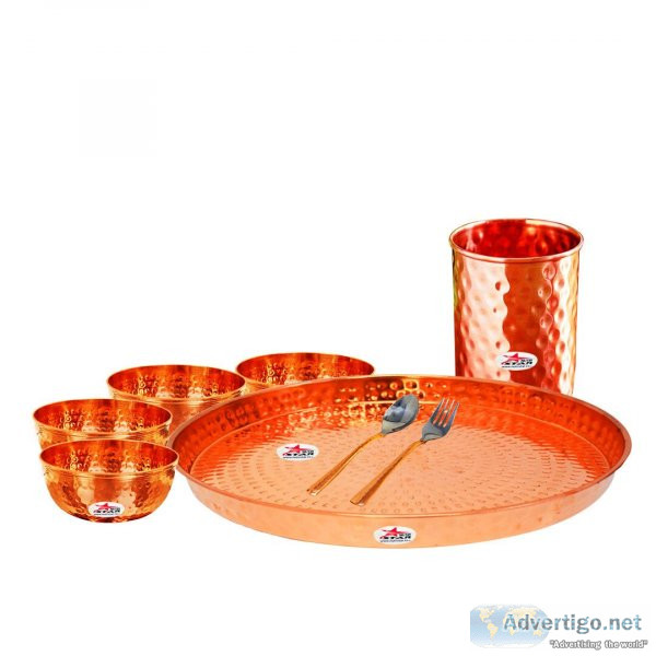 Copper dinner set online, copper thali online in india